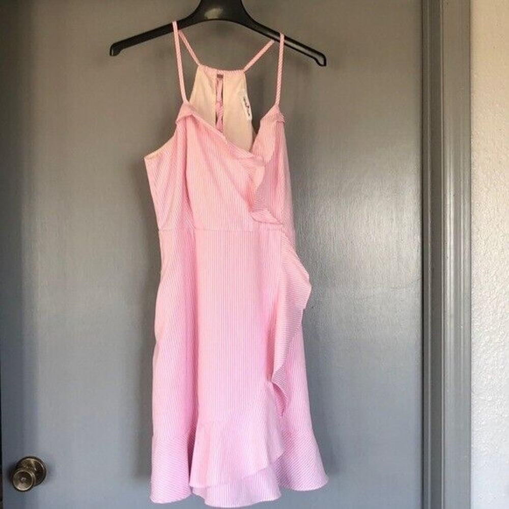 Perfectly Priscilla Womens Dress Sz L Strappy Babydoll Ruffles Lace Back Flirty